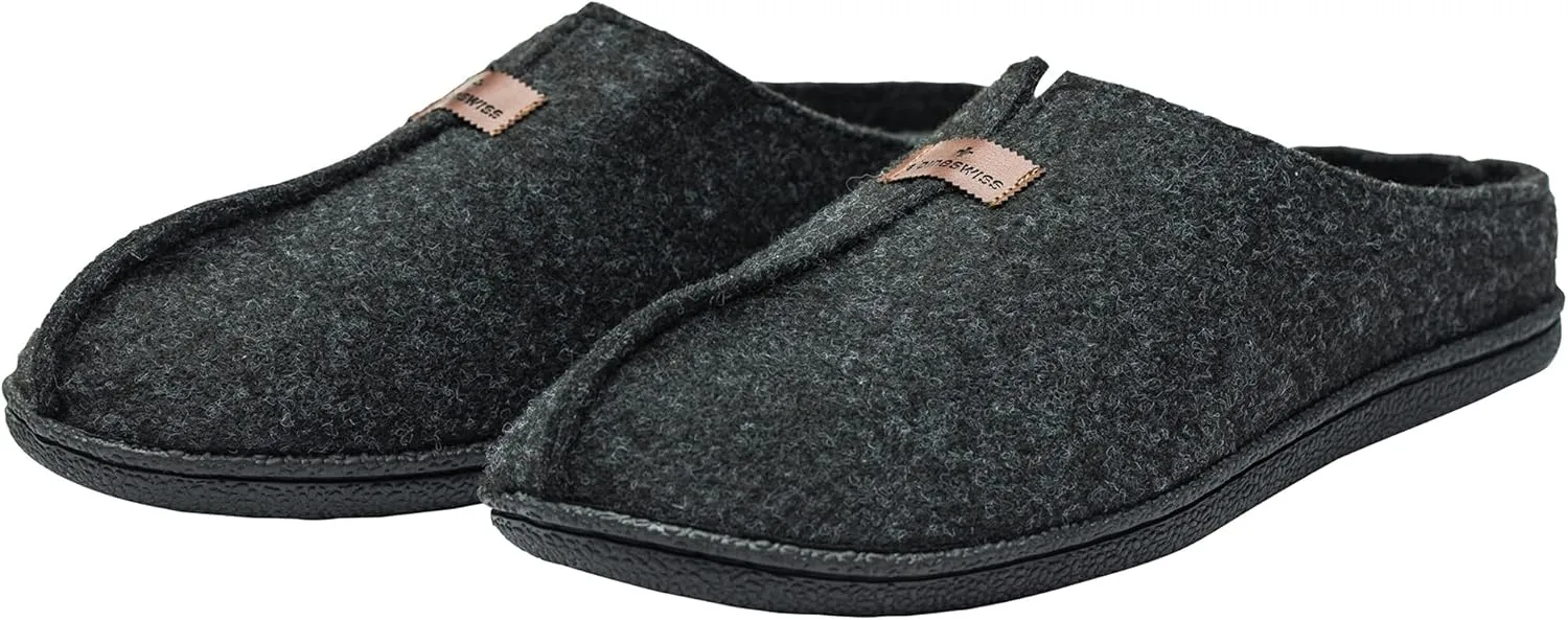 Alpine Swiss Bruce Mens Felt Faux Wool Clog Slippers Comfortable Slip On House Shoes
