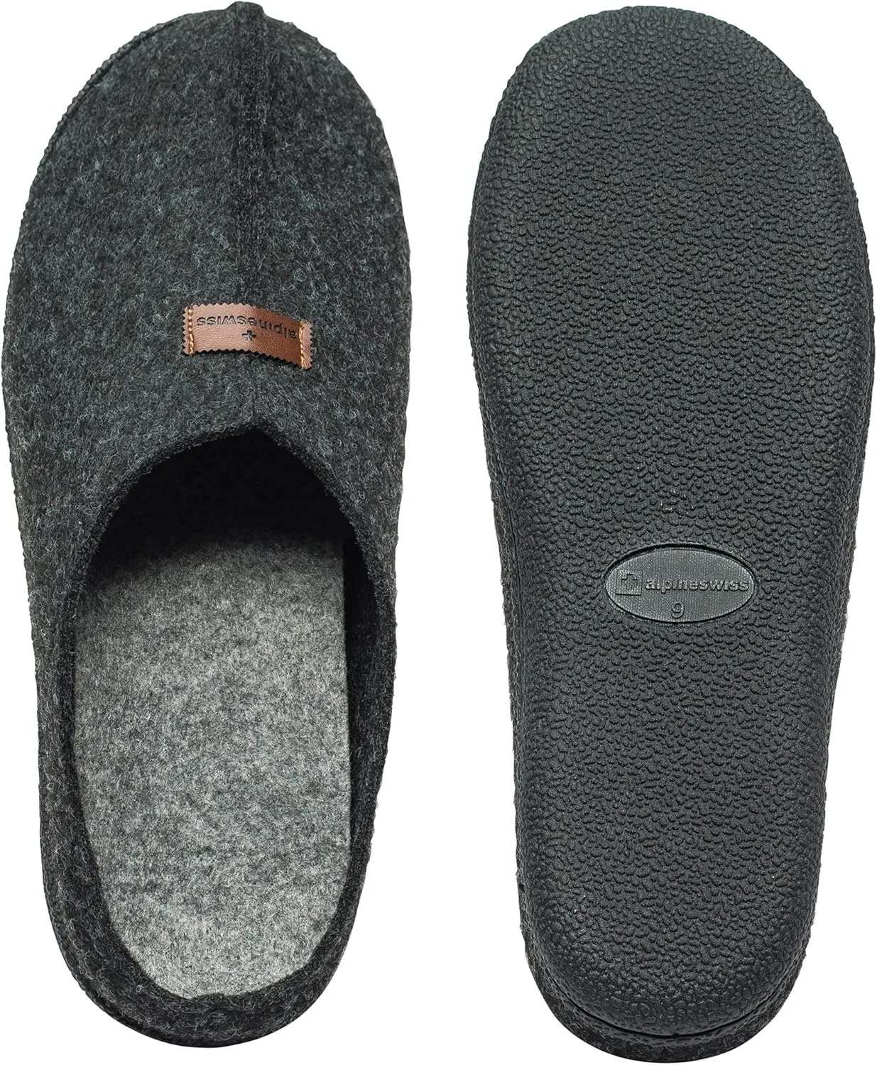 Alpine Swiss Bruce Mens Felt Faux Wool Clog Slippers Comfortable Slip On House Shoes