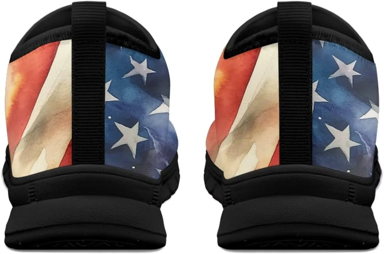 American Flag Mens Slip On Running Walking Shoes Lightweight Fashion Gym Sneakers Non Slip Workout Shoes Breathable Loafer SizeUS 5-14