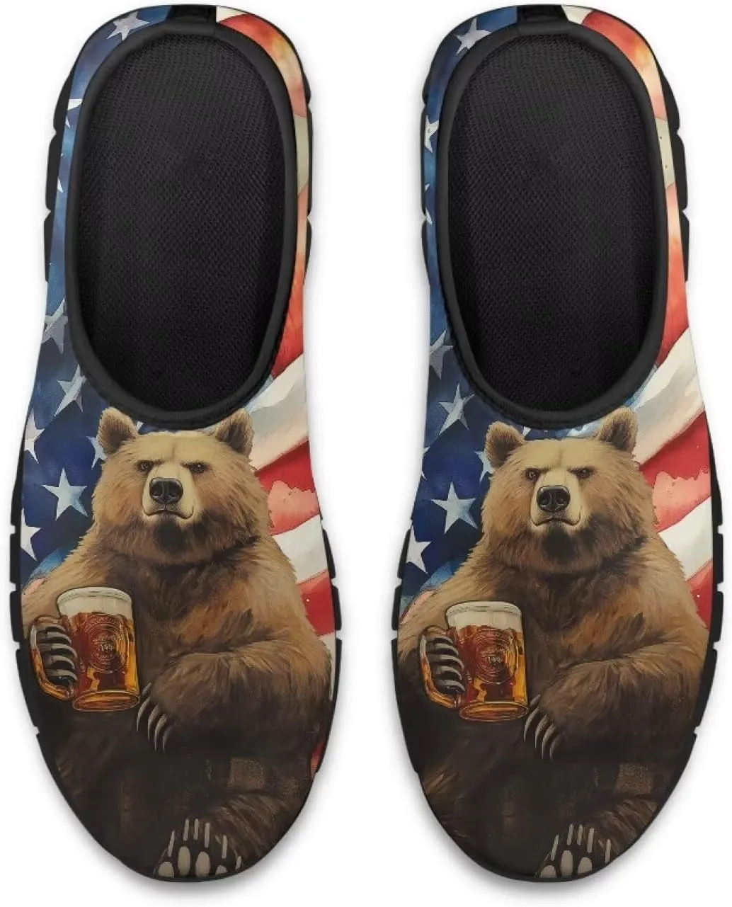 American Flag Mens Slip On Running Walking Shoes Lightweight Fashion Gym Sneakers Non Slip Workout Shoes Breathable Loafer SizeUS 5-14