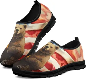 American Flag Mens Slip On Running Walking Shoes Lightweight Fashion Gym Sneakers Non Slip Workout Shoes Breathable Loafer SizeUS 5-14