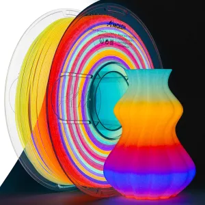AMOLEN 3D PLA Glow in The Dark Filament 1.75mm, Glow Rainbow 10M Purple, Red, Orange, Blue, 3D Printing PLA Filament 1.75mm, Best with UV Lamps, 1KG Spool (2.2lbs), Dimensional Accuracy  /- 0.02 mm