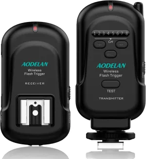 AODELAN Flash Trigger Transmitter and Receiver with Universal Hot Shoe for Canon, Nikon, Olympus, Panasonic, Pentax, Fuji, Samsung, Sony