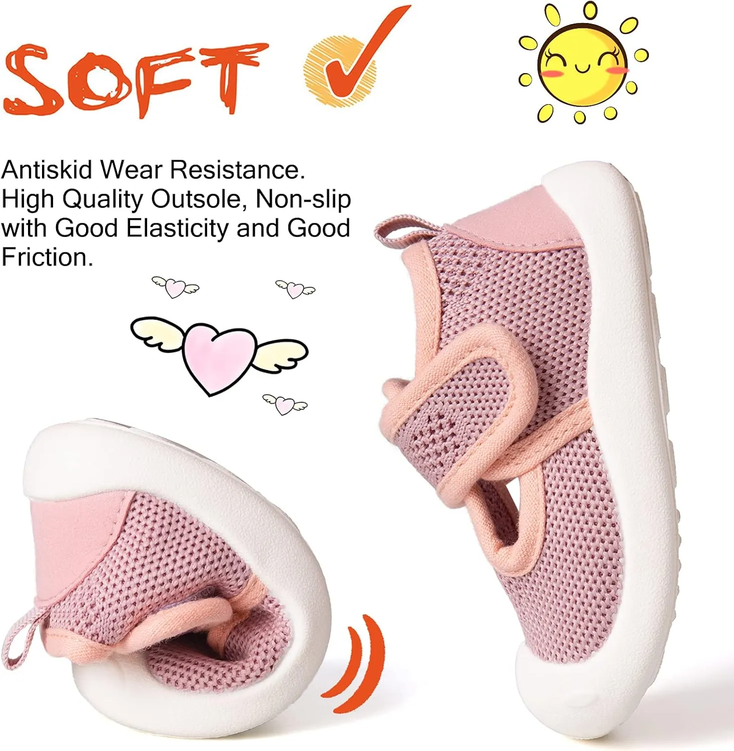 Baby First Walking Shoes 1-5 Years Old Lightweight Non-Slip Breathable and Comfortable, Suitable for Boys and Girls Infant Shoes Outdoor Running Sports Sneakers