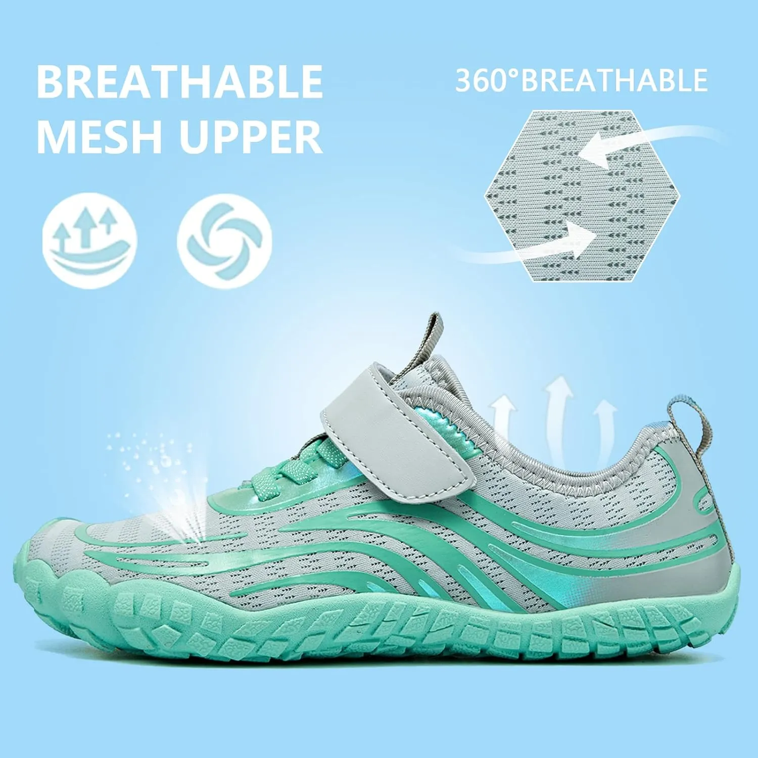 Boys & Girls Water Shoes Lightweight Comfort Sole Easy Walking Athletic Slip on Aqua 5 Toe Sock(Toddler/Little Kid/Big Kid)