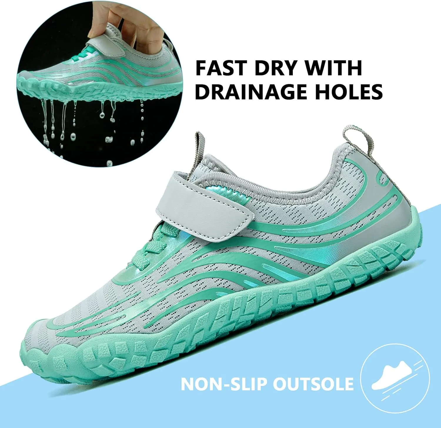 Boys & Girls Water Shoes Lightweight Comfort Sole Easy Walking Athletic Slip on Aqua 5 Toe Sock(Toddler/Little Kid/Big Kid)