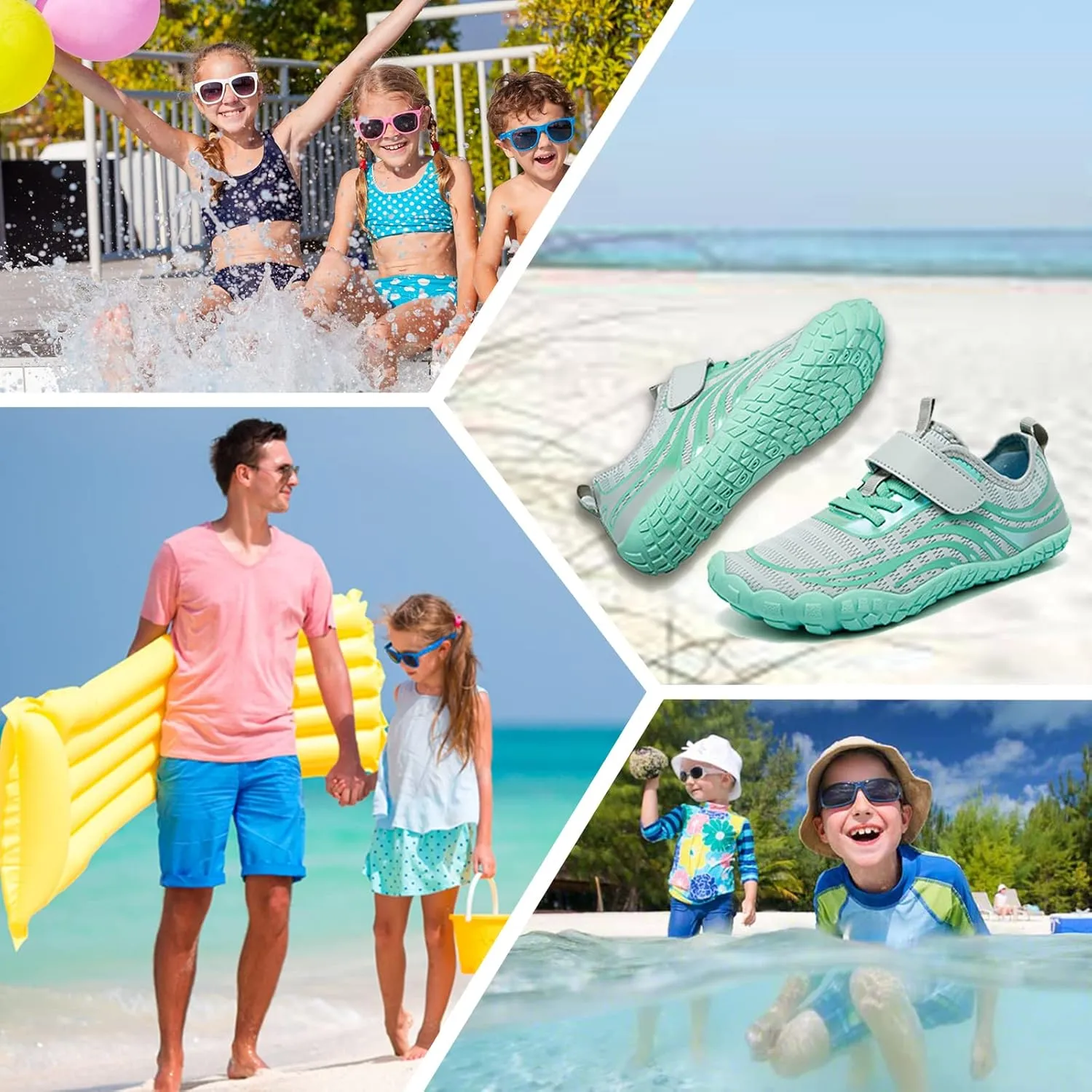 Boys & Girls Water Shoes Lightweight Comfort Sole Easy Walking Athletic Slip on Aqua 5 Toe Sock(Toddler/Little Kid/Big Kid)
