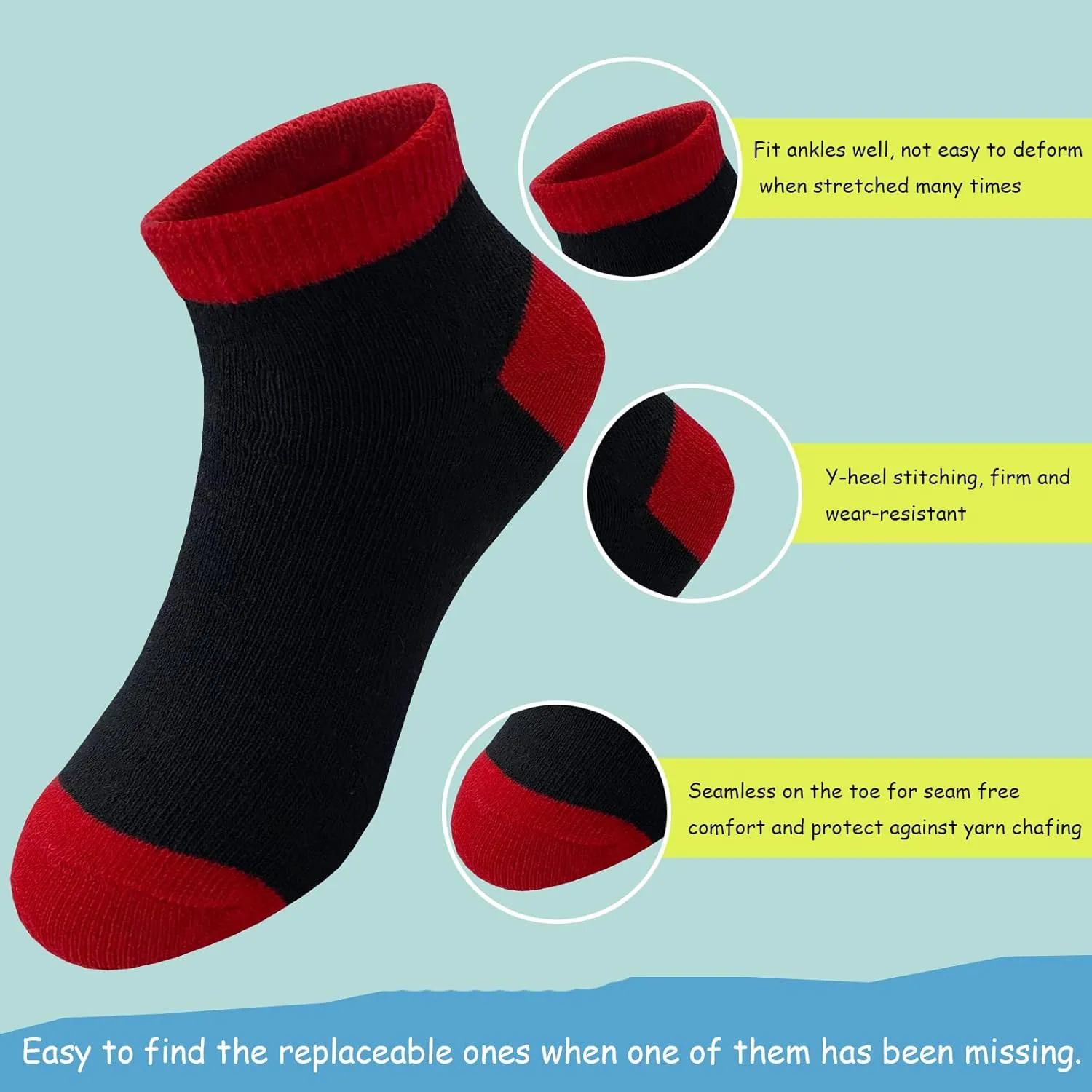 Boys Socks 25 Pairs kids Sport Ankle Athletic Sock Half Cushion Low Cut sock