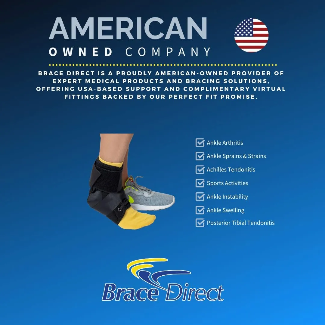 Brace Direct Easy Lace Up Ankle Support Brace with Speedlace - Sprained Ankle Stabilizer Figure 8 Wrap - for Men and Women - For Running, Volleyball, Basketball, Tennis