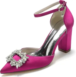 Bride Shoes for Wedding Dress Shoes Chunky Heel High Heels Heeled Sandals Bridal Pointed Toe Closed Toe Pumps Sandal Women Block Heels