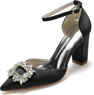 Bride Shoes for Wedding Dress Shoes Chunky Heel High Heels Heeled Sandals Bridal Pointed Toe Closed Toe Pumps Sandal Women Block Heels