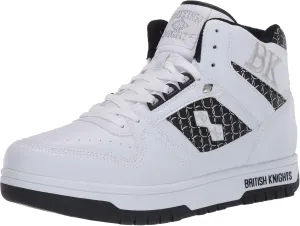 British Knights Men's Kings SL Classic Hi Top Fashion Sneaker, White/Black/Silver, 10.5 M US