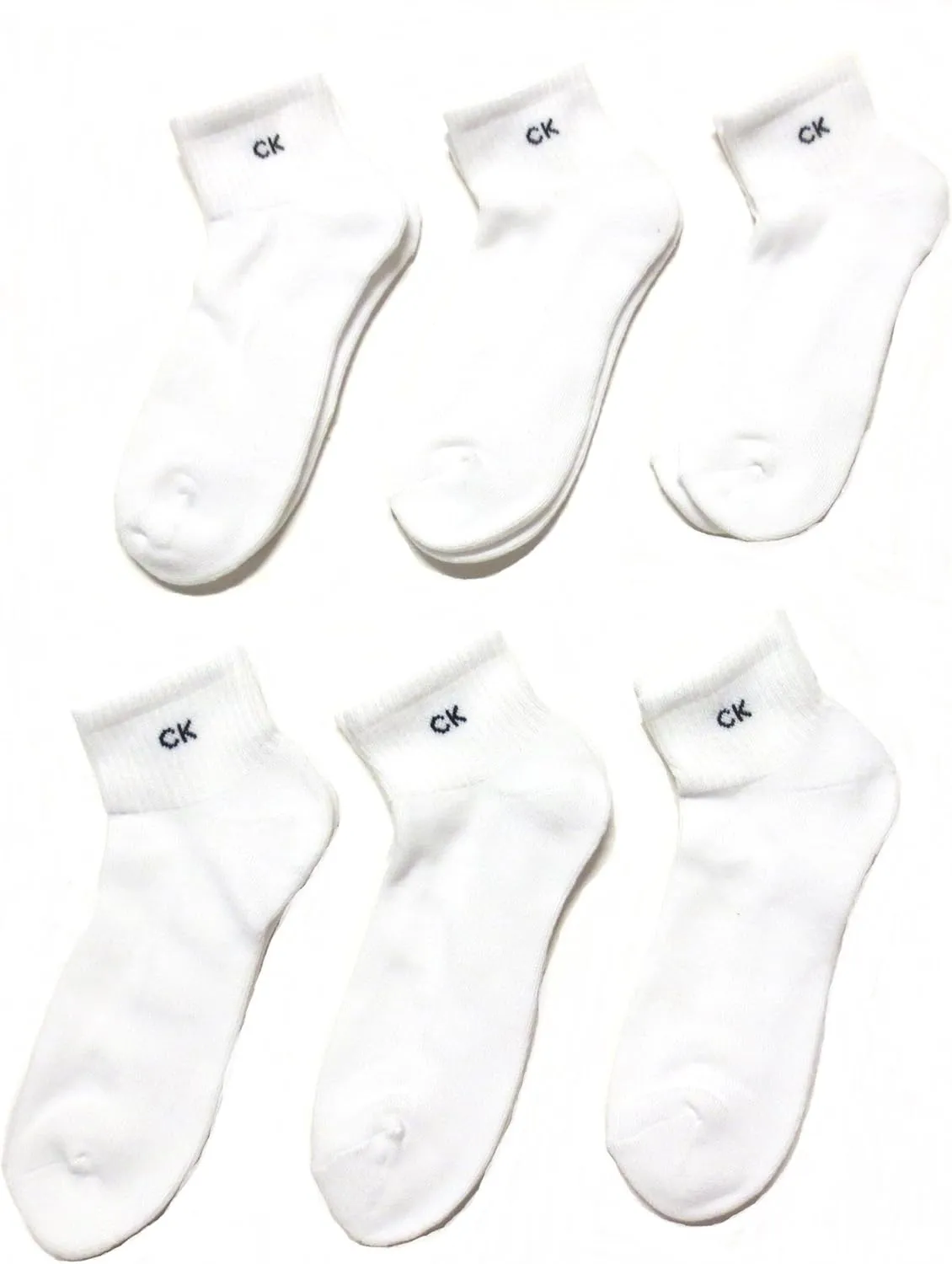 Calvin Klein Men's Socks - Cotton Cushioned Above Ankle Athletic Mini-Crew Socks (6 Pack), Size Shoe Size: 7-12, White