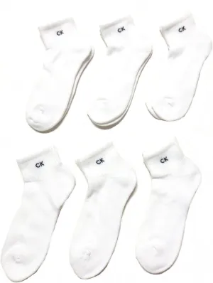 Calvin Klein Men's Socks - Cotton Cushioned Above Ankle Athletic Mini-Crew Socks (6 Pack), Size Shoe Size: 7-12, White