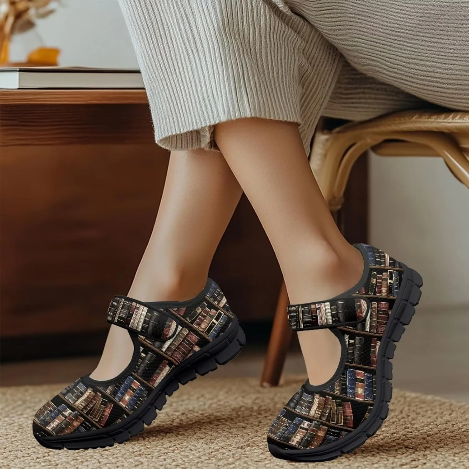 Casual Sneakers for Women Breathable Lightweight Mary Jane Shoes Non Slip Fashion Outdoor Tennis Work Flats