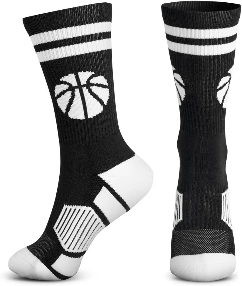 ChalkTalkSPORTS Basketball Performance Crew Socks - Multiple Designs & Colors - Youth & Adult - Basketball Mid-Calf Socks