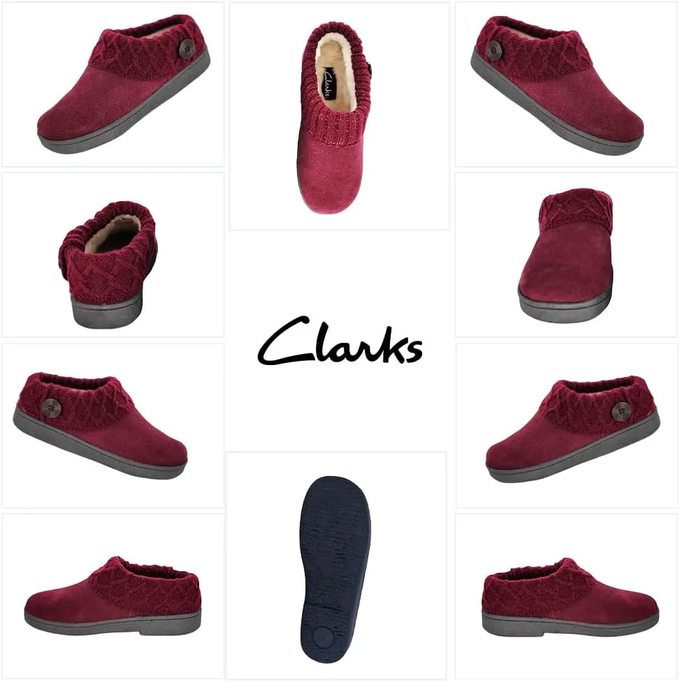 Clarks Amanda Grey Indoor Outdoor Clog Rounded Closed Toe Winter Mules