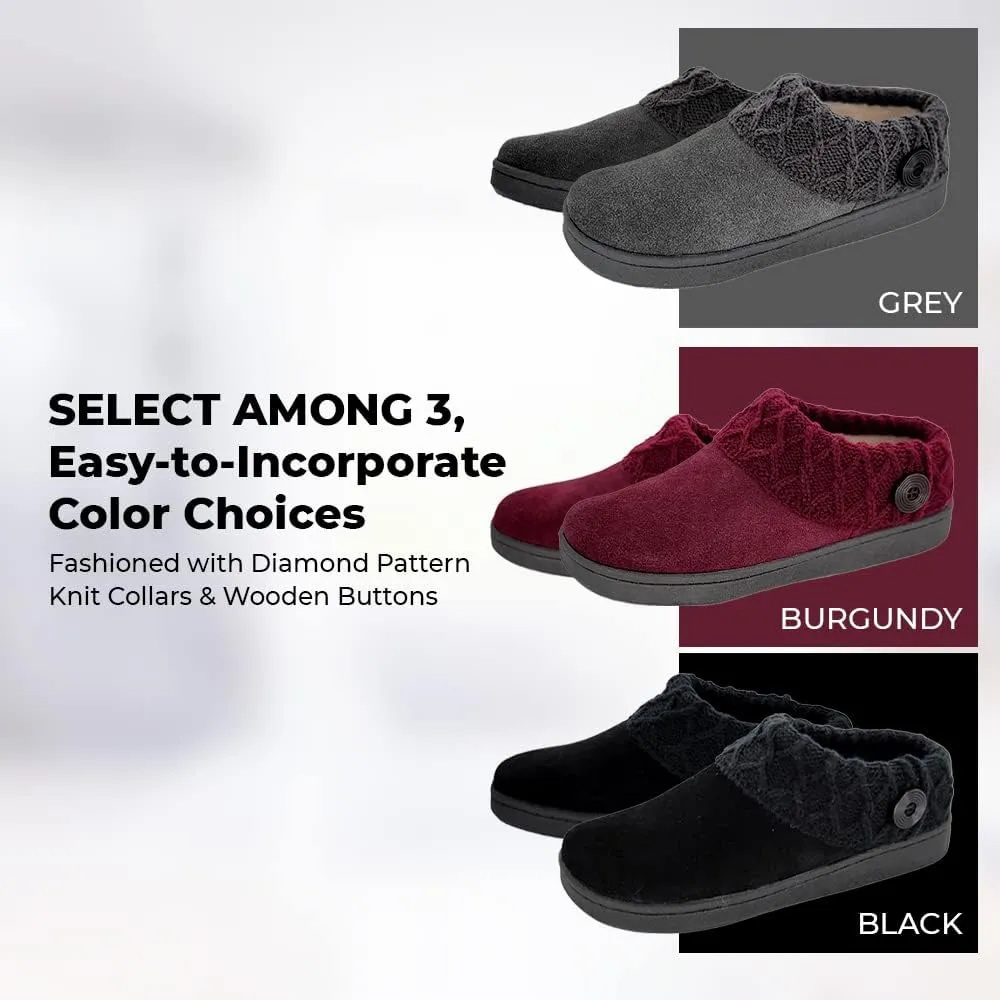 Clarks Amanda Grey Indoor Outdoor Clog Rounded Closed Toe Winter Mules