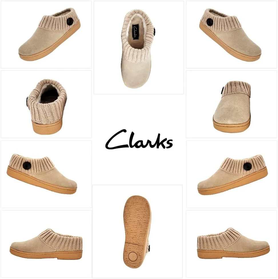 Clarks Amanda Grey Indoor Outdoor Clog Rounded Closed Toe Winter Mules