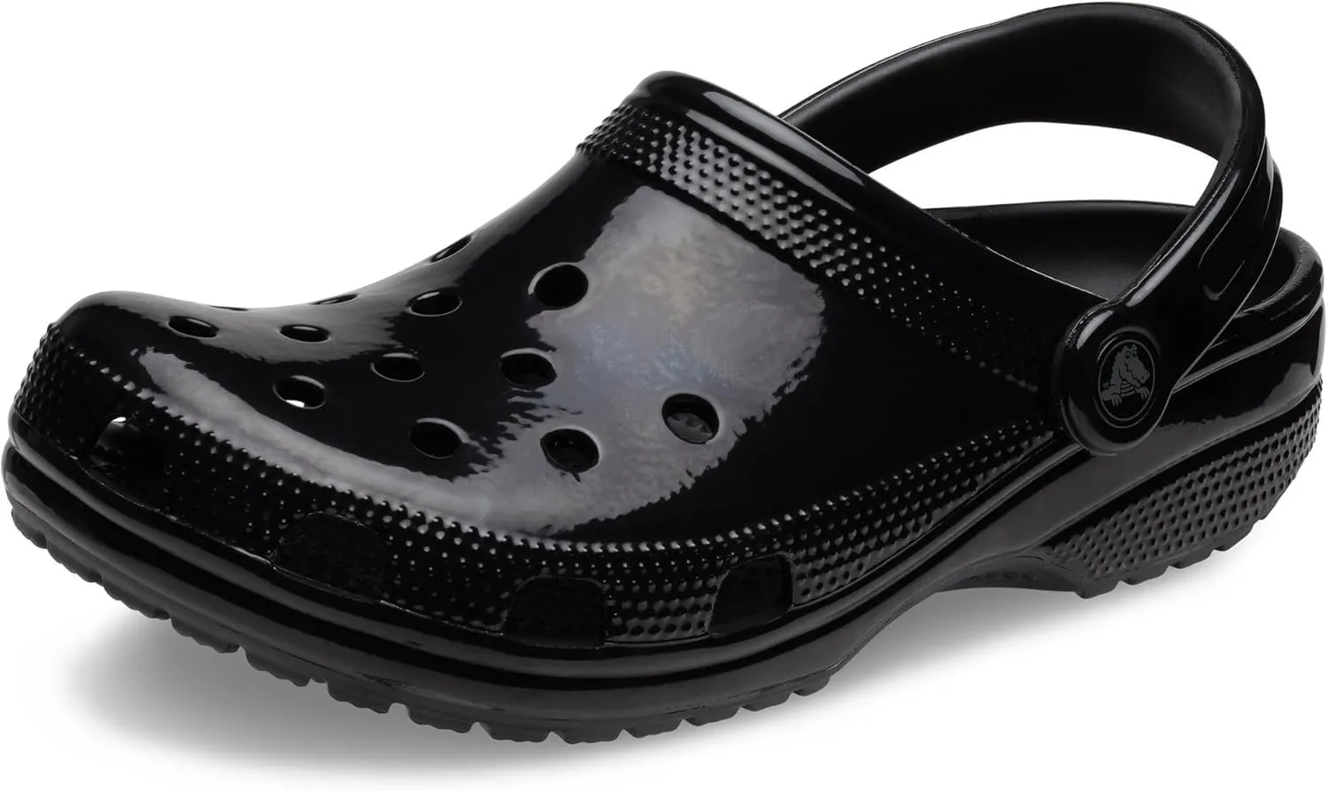 Crocs Classic High Shine Clog - Clogs for Women - Slip-on Style - Round Toe Shape - Pivoting Heel Straps Black High Shine Men's 12, Women's 14 Medium