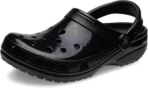 Crocs Classic High Shine Clog - Clogs for Women - Slip-on Style - Round Toe Shape - Pivoting Heel Straps Black High Shine Men's 12, Women's 14 Medium