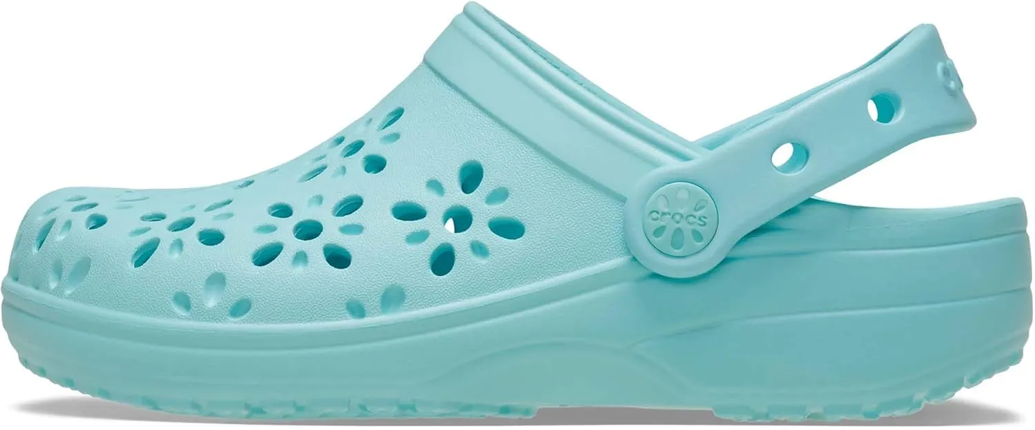 Crocs Unisex-Child Classic Clogs with Floral Cut Out Design, Kids and Toddler Shoes
