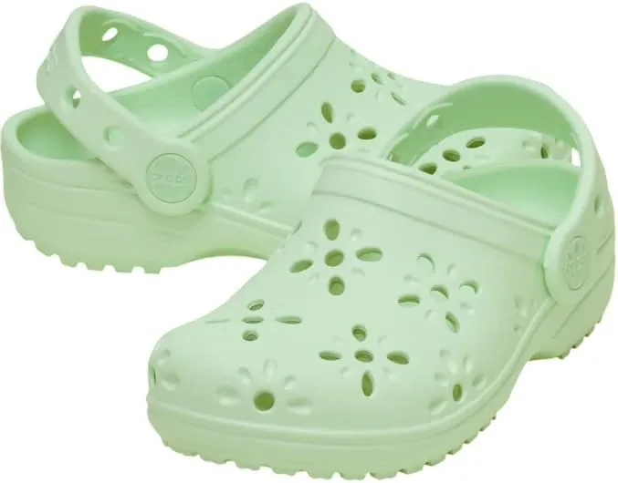 Crocs Unisex-Child Classic Clogs with Floral Cut Out Design, Kids and Toddler Shoes