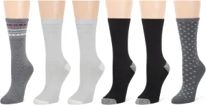 Cuddl Duds Women Super Soft 6 Pair Pack Modern Multicolor Easy Care Crew Midweight Socks