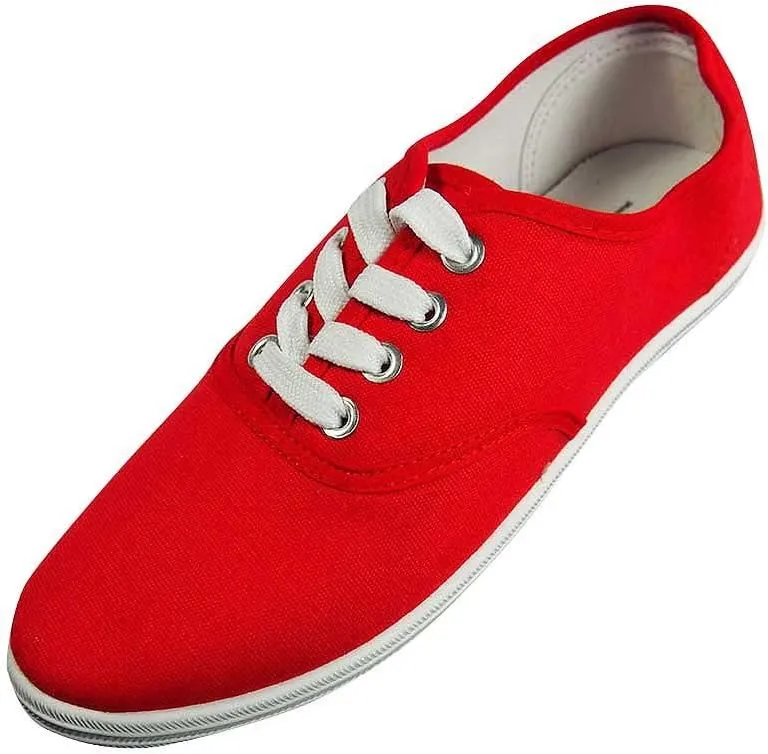 Easy USA - Womens Canvas Lace Up Shoe with Padded Insole