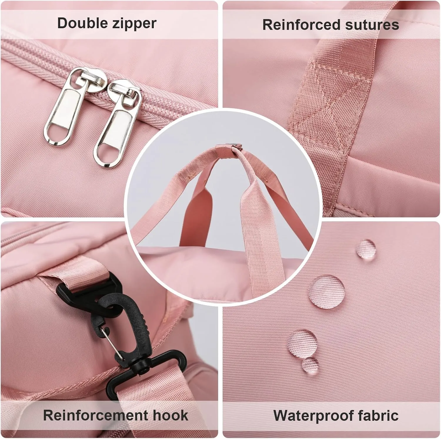 Eslcorri Gym Duffle Bag for Women Men, Sports Backpack with Wet & Shoe Compartment, Fitness Overnight Weekender Bag for Yoga, Swim, Travel (Style B, GreenPink)