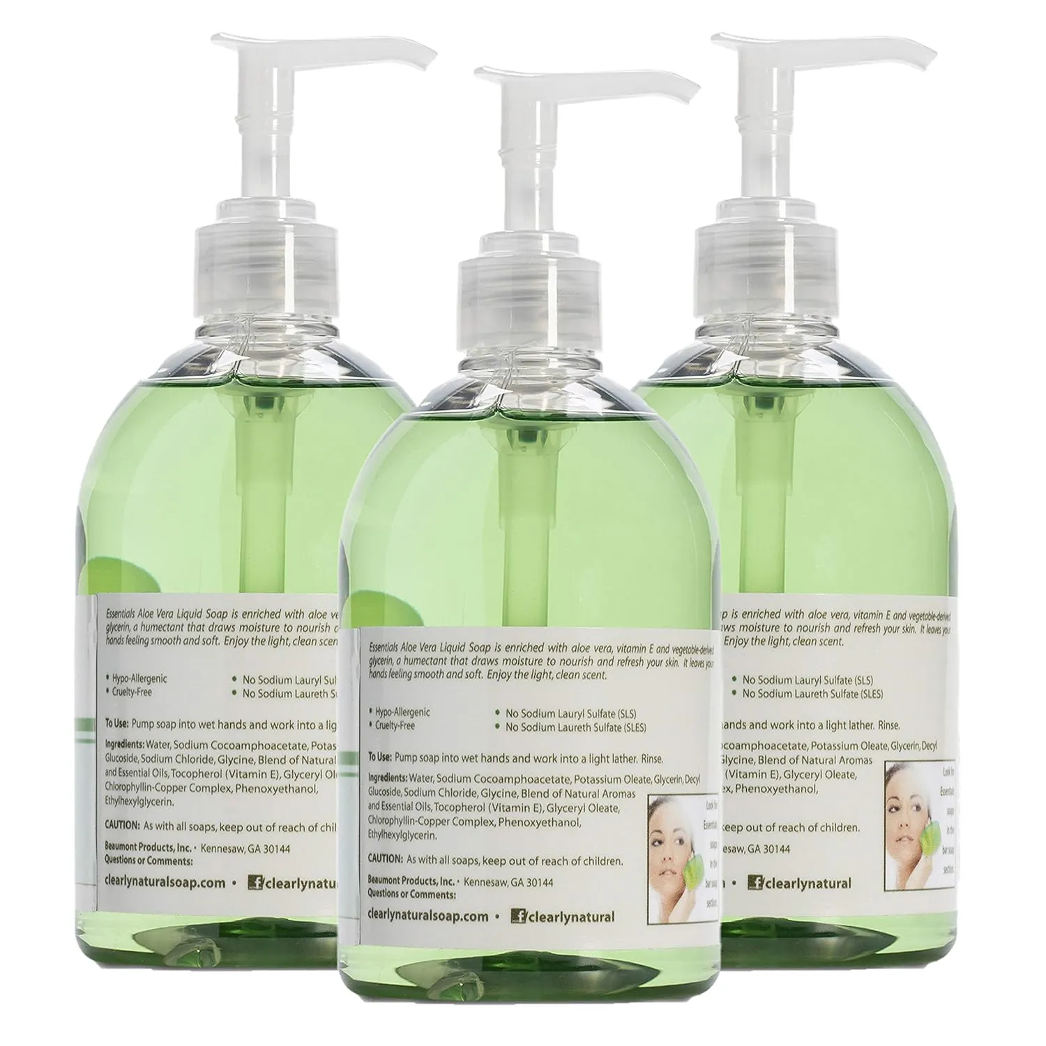 Essentials Glycerin Liquid Hand Soap, Aloe Vera, 12-Fluid Ounce, Pack of 3