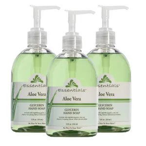 Essentials Glycerin Liquid Hand Soap, Aloe Vera, 12-Fluid Ounce, Pack of 3