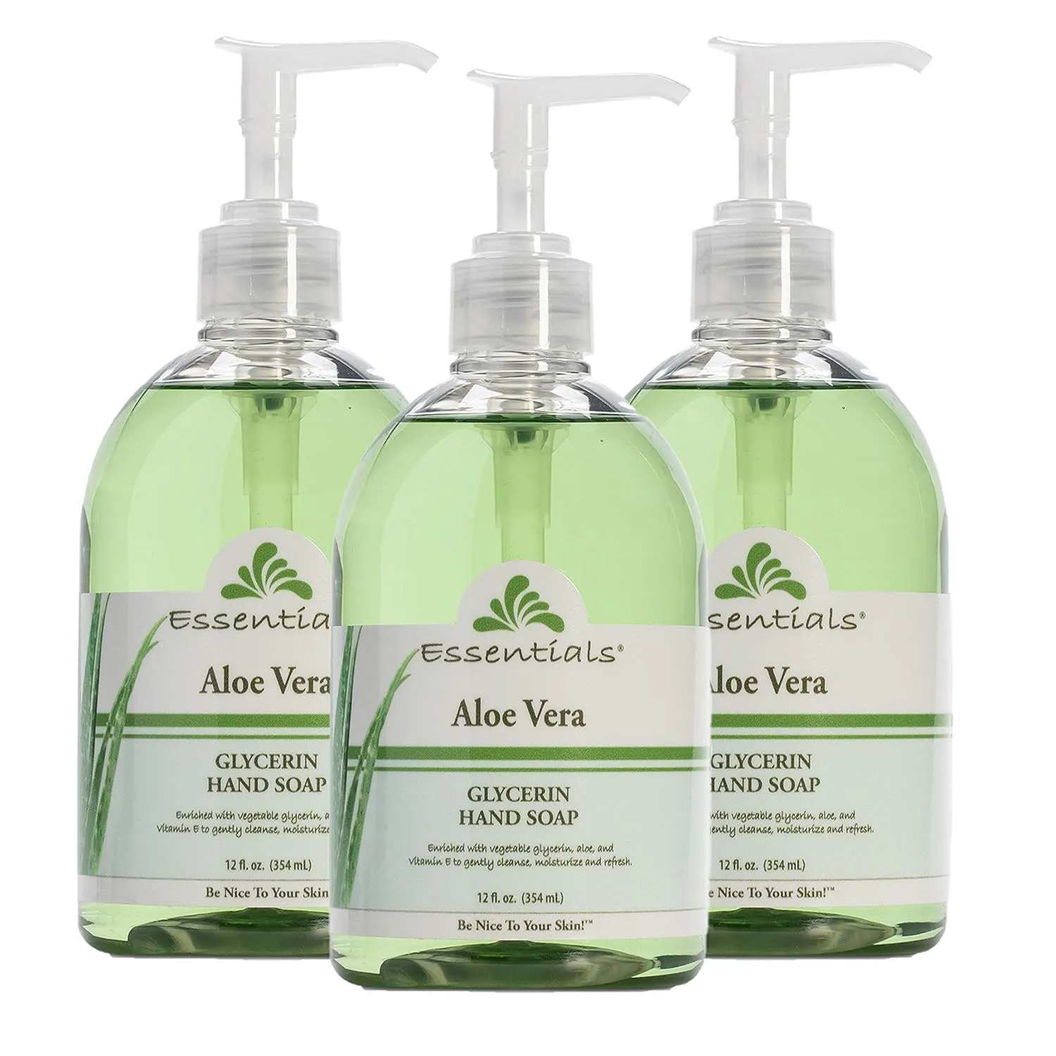Essentials Glycerin Liquid Hand Soap, Aloe Vera, 12-Fluid Ounce, Pack of 3