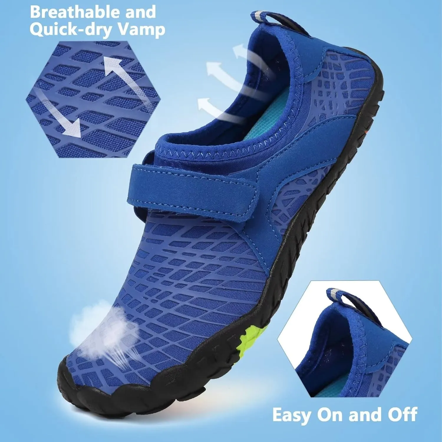 FANTURE Girls & Boys Water Shoes Lightweight Comfort Sole Easy Walking Athletic Slip on Aqua Sock(Toddler/Little Kid/Big Kid)