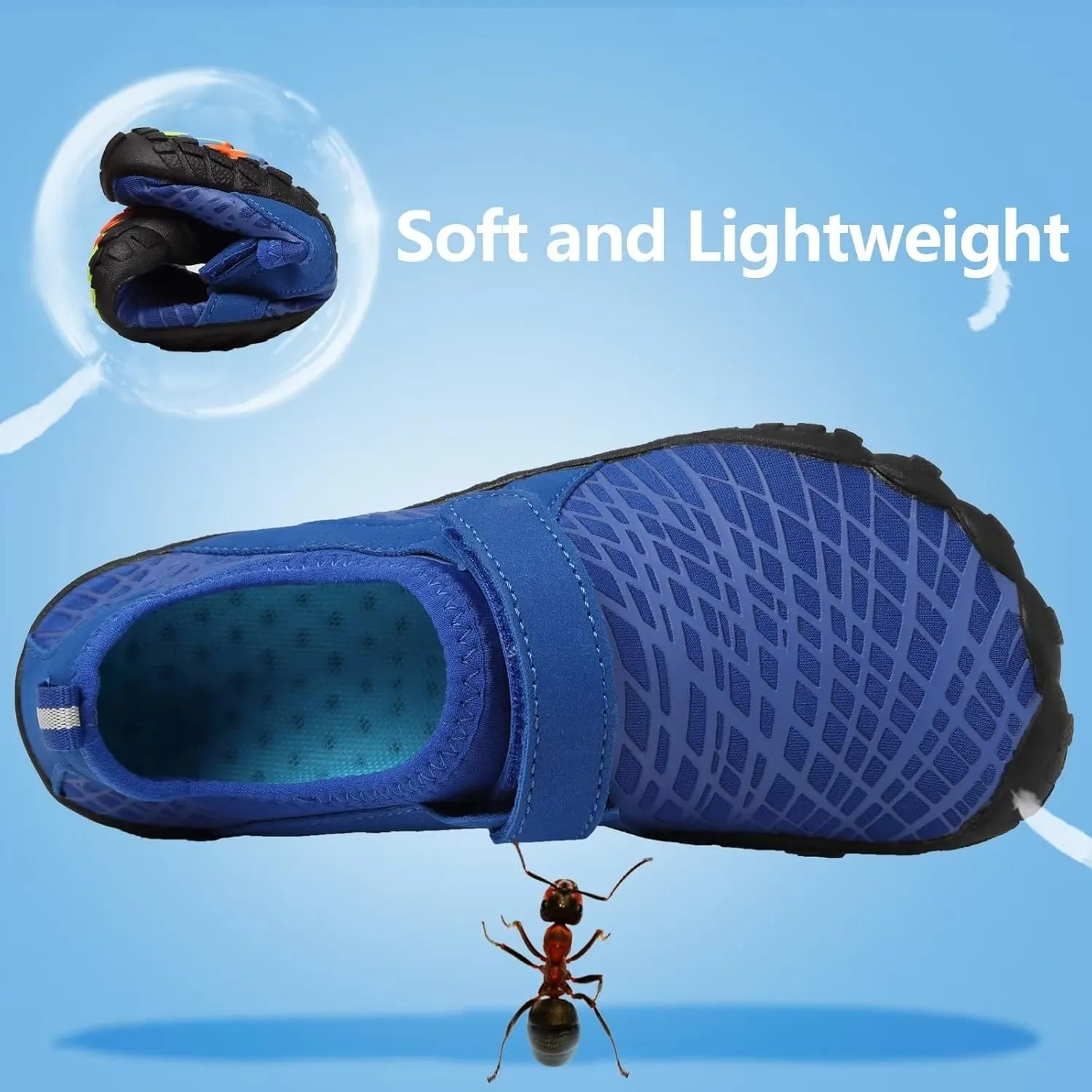 FANTURE Girls & Boys Water Shoes Lightweight Comfort Sole Easy Walking Athletic Slip on Aqua Sock(Toddler/Little Kid/Big Kid)