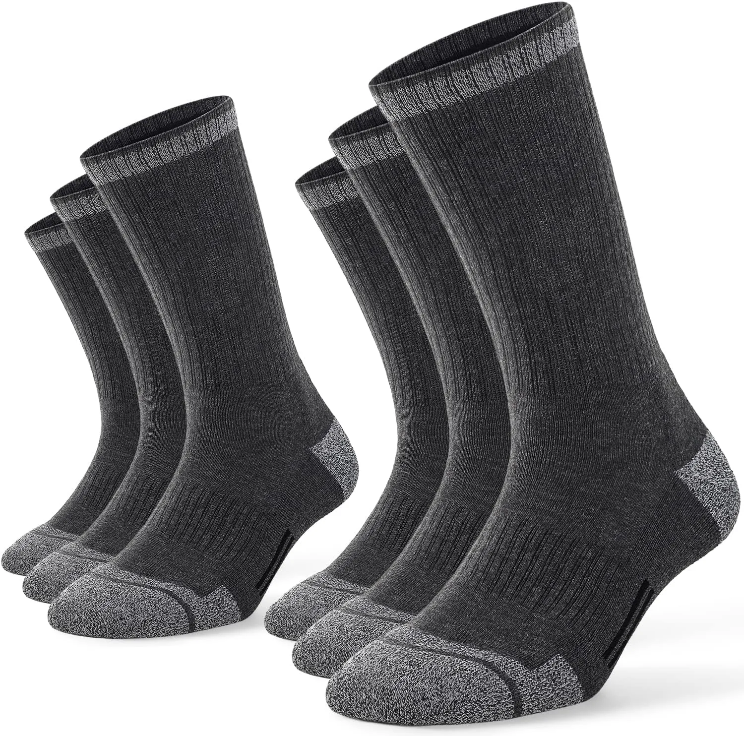 FITRELL 6 Pack Men's Athletic Moisture Wicking Crew Socks Cushioned Sport Running Work Boot Socks Size 9-12/12-15