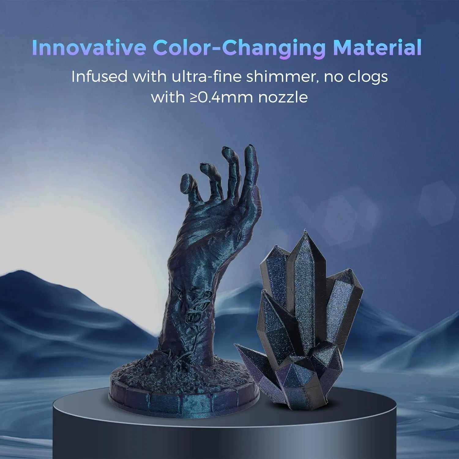 FLASHFORGE PLA Filament 1.75mm  /- 0.02mm Burnt Titanium, Color Changeable 3D Printer Filament 1kg (2.2lbs), Chameleon Changing Colors with Light, Perfectly Hide The Layer Line