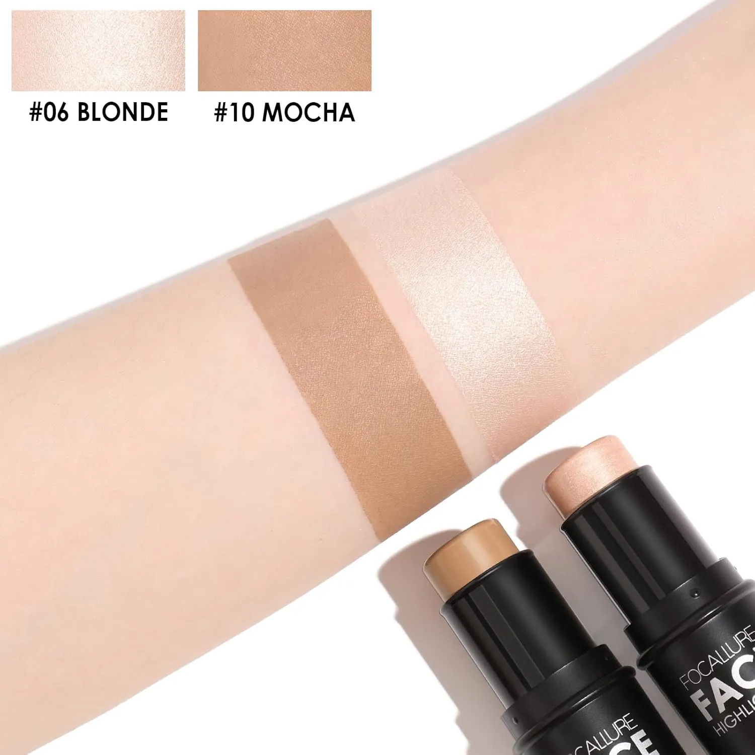 FOCALLURE 2 Pcs Mineral Cream Contour Stick,Moisturize Highlighter and Bronzer Pen,Non Stick Face Brightens & Shades Pencil,Long Lasting & Smooth Gliding Face Illuminator Makeup,Light-medium