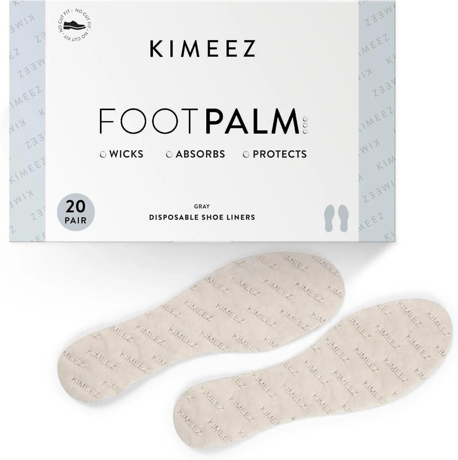 FOOTPALM Disposable Shoe Liner for Sweaty Feet Pre-Cut No Show Sock Insert for Women & Men Moisture Wick No Slip No Stink Barefoot Shoe Insert Ultra Thin Shoe Insole 20 Pairs (US W10 / M8)
