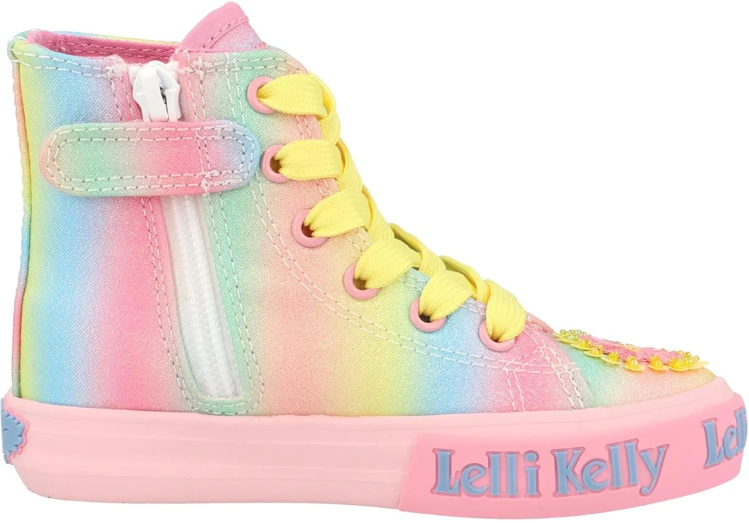 Francesca Mid Lilac Canvas Shoe with Beads and Sequins Easy-Fit Side Zip