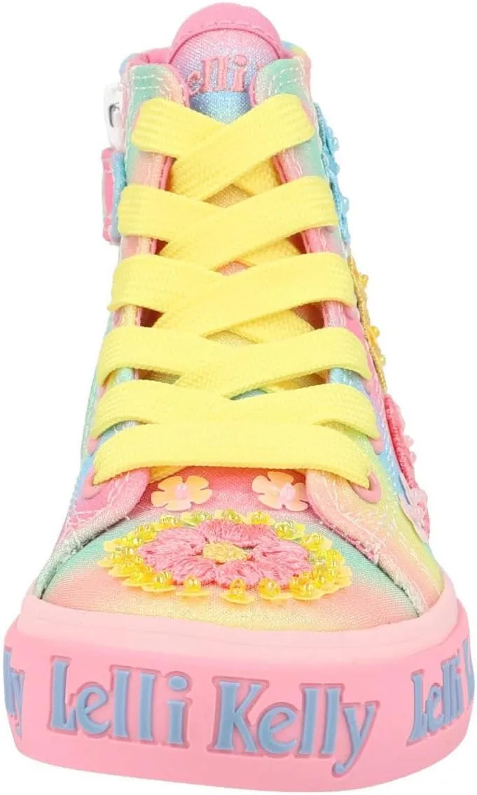 Francesca Mid Lilac Canvas Shoe with Beads and Sequins Easy-Fit Side Zip