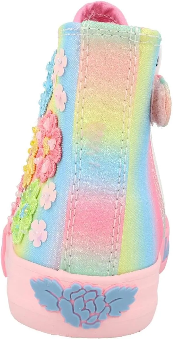 Francesca Mid Lilac Canvas Shoe with Beads and Sequins Easy-Fit Side Zip