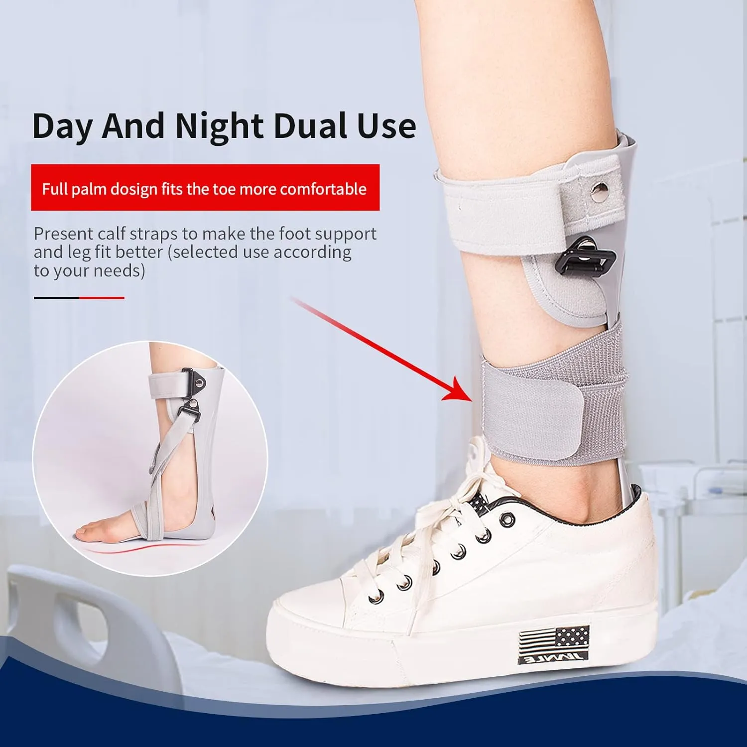 GHORTHOUD AFO Foot Drop Brace Splint Ankle Foot Orthosis Walking with Shoes or Sleeping for Stroke Hemiplegia （Large-Right）