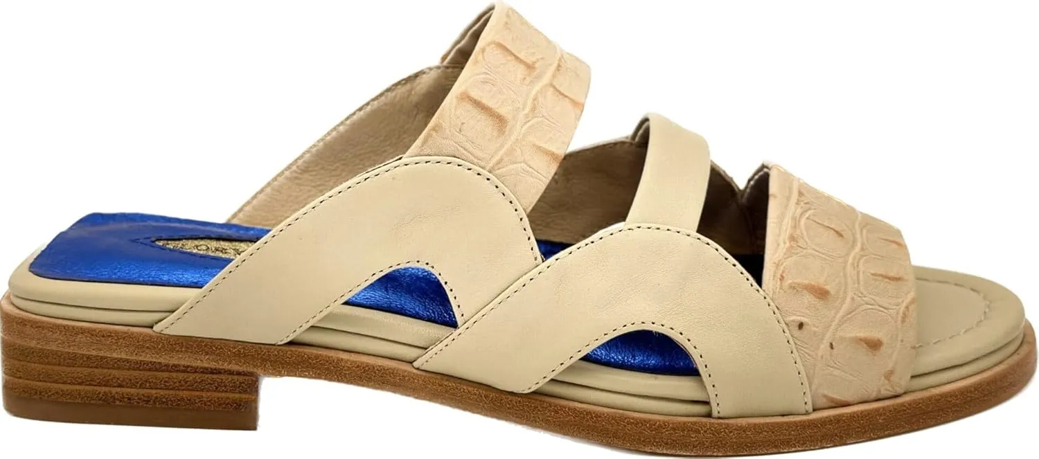 GLORY GOLD ODYSSEY Embossed Leather Animal Print Mule Flat Sandal