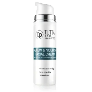 Glycolic Acid Cream 20% AHA Facial Cream, Vitamin Complex – Acne Cream, q10 Anti Aging wrinkle cream, KP - Keratosis pilaris / Fine Line Cream - Day and Night Cream - Oil Free - Renew & Nourish 1.9 oz
