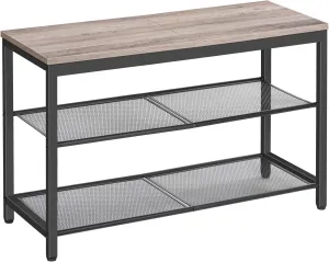 HOOBRO Shoe Bench, 3-Tier Shoe Rack, Industrial Shoe Organizer Storage Bench, 29.5 inches Entry Bench with Mesh Shelves, for Entryway, Living Room, Hallway, Easy Assembly, Greige BG75HX01
