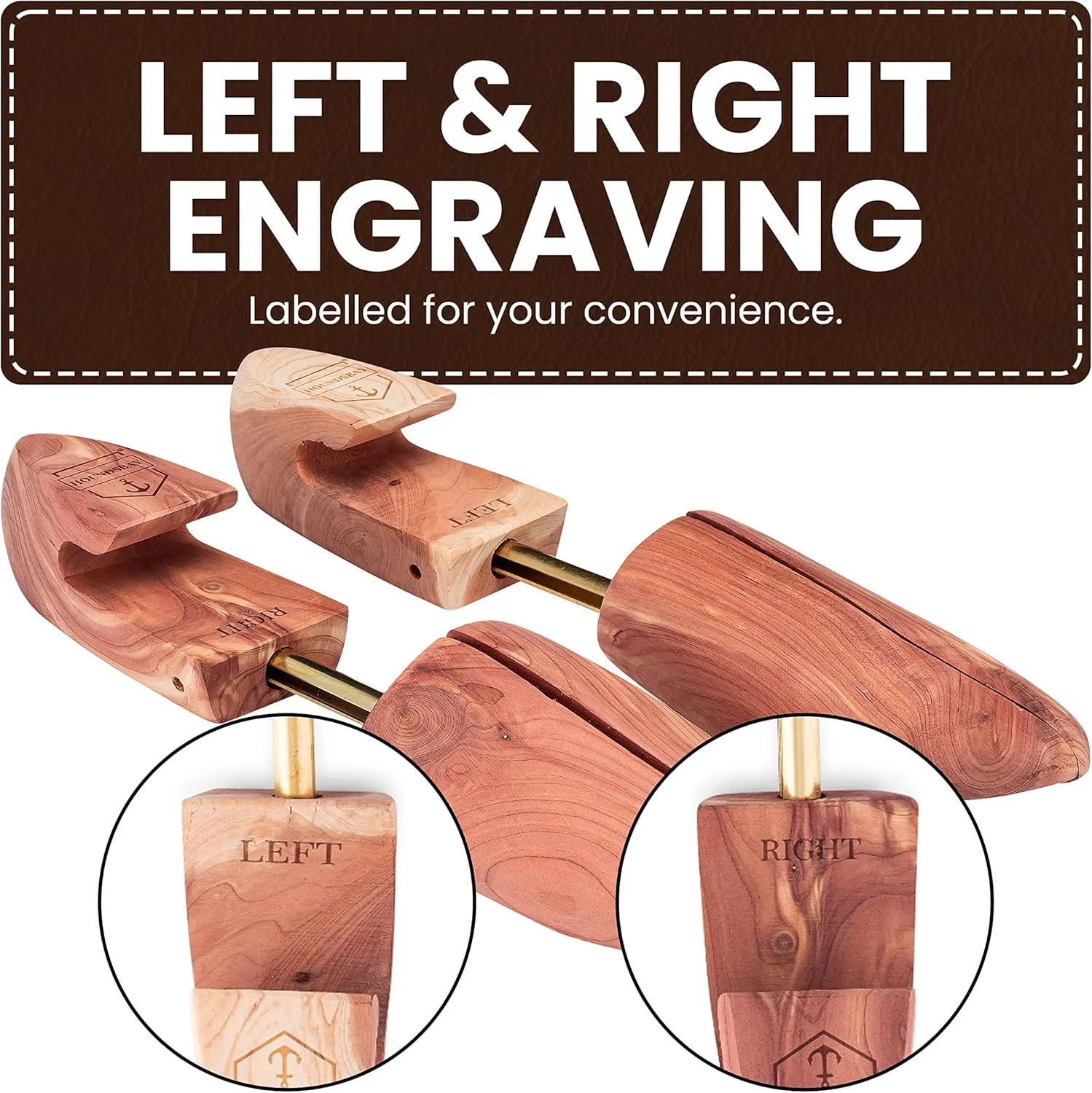 HOUNDSBAY Cedar Shoe Tree - Shoe Trees for Men & Women, Sneakers, Widener & Shaper