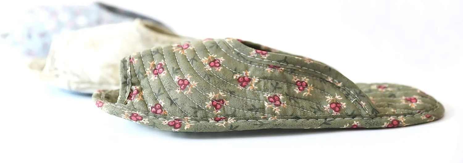 House Slippers for Women - Lightweight Cotton Quilted Home Slippers, Easy Machine Washable Like Socks, Foldable and Portable, Indoor Breathable Shoes for Your Feet Relaxing, Set of 3 Pairs (Medium