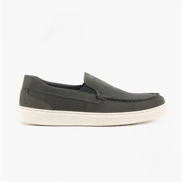 Hush Puppies MOUNT Mens Leather Loafers Grey Nubuck