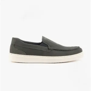 Hush Puppies MOUNT Mens Leather Loafers Grey Nubuck